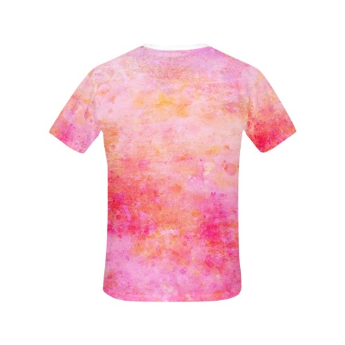 GRL PWR - pink red yellow splash All Over Print T-Shirt for Women (USA Size) (Model T40)