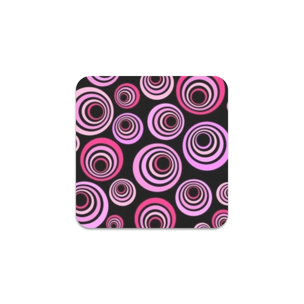 Retro Psychedelic Pretty Pink Pattern Square Coaster
