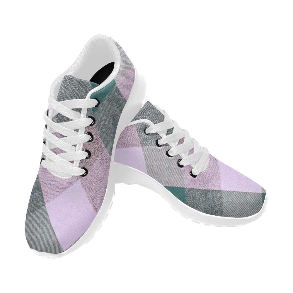 Pastel Plaid Pink Women’s Running Shoes (Model 020)