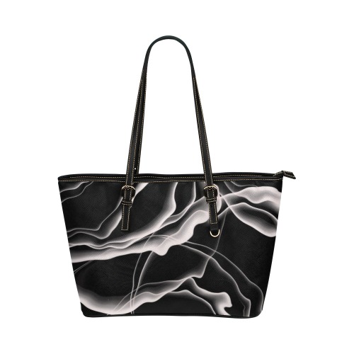 Monochrome Ink Leather Tote Bag/Small (Model 1651)