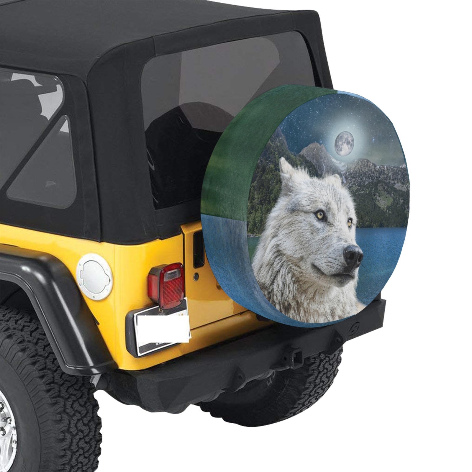 White Wolf and Moonlight 30 Inch Spare Tire Cover
