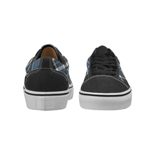 Thompson Blue Tartan Men's Low Top Skateboarding Shoes (Model E001-2)