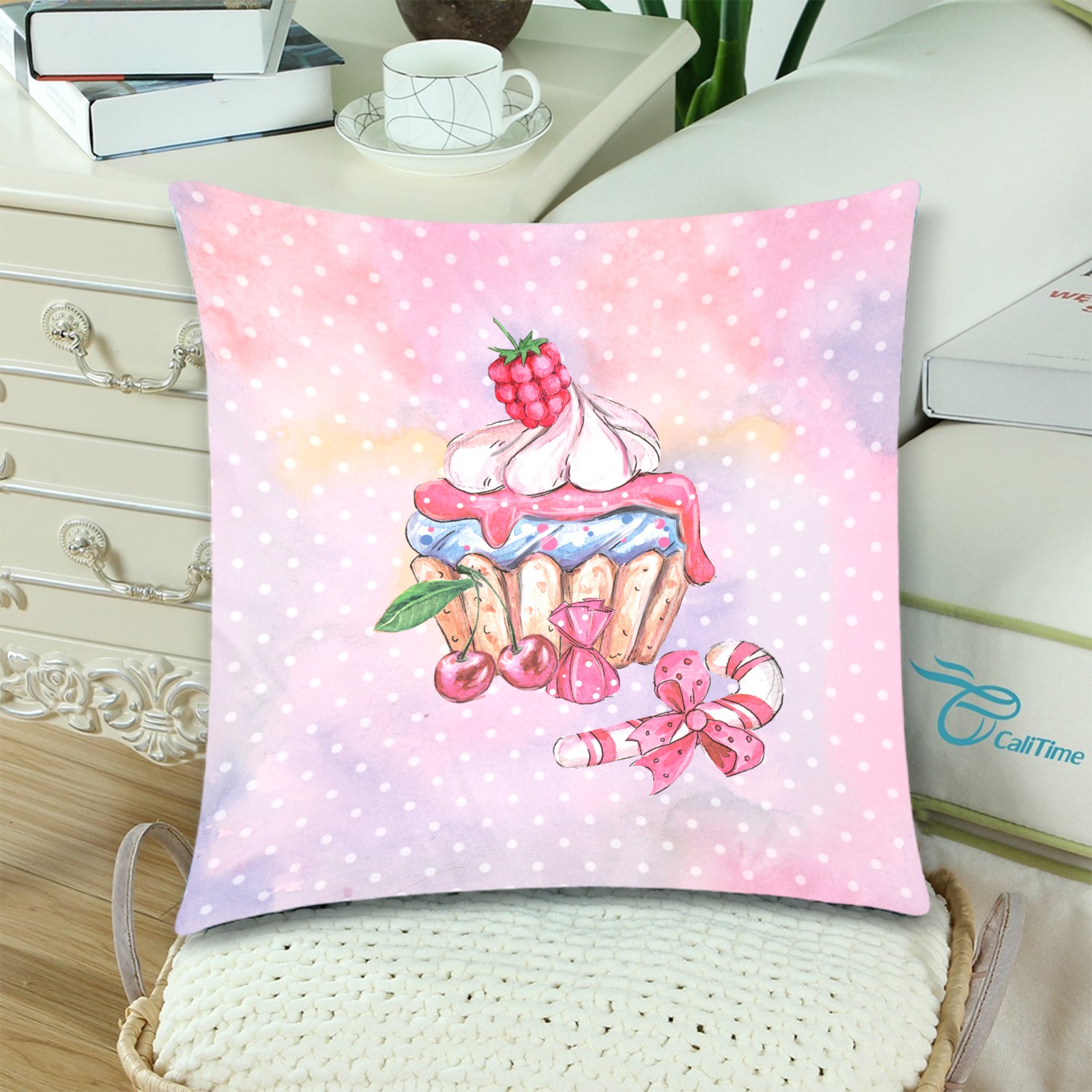 cupcake Custom Zippered Pillow Cases 18"x 18" (Twin Sides) (Set of 2)