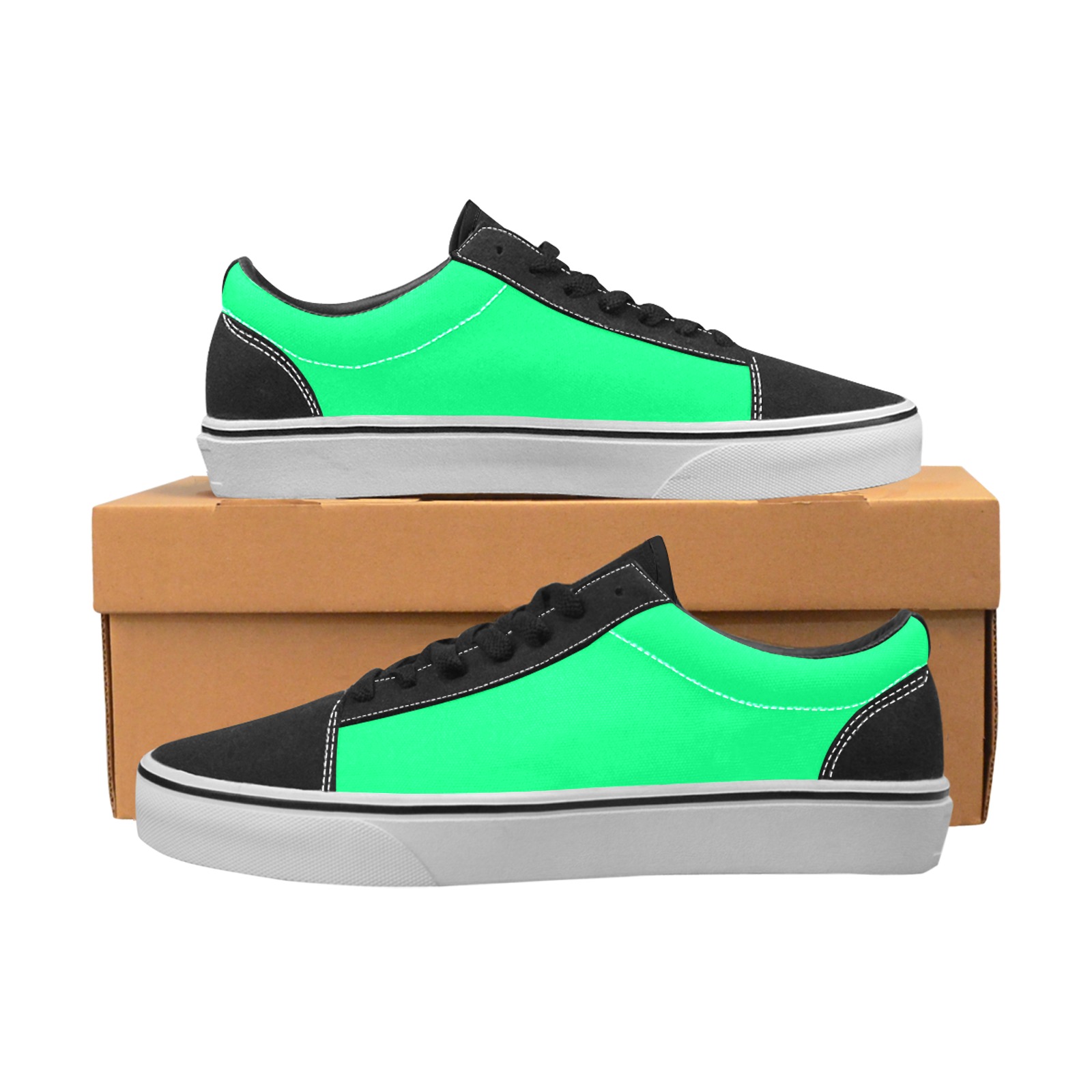 color spring green Men's Low Top Skateboarding Shoes (Model E001-2)