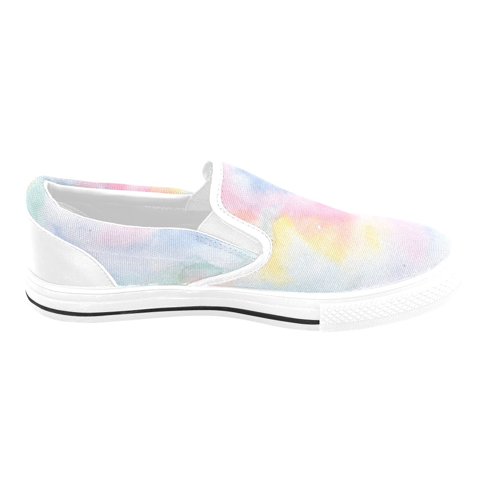 Colorful watercolor Women's Slip-on Canvas Shoes (Model 019)