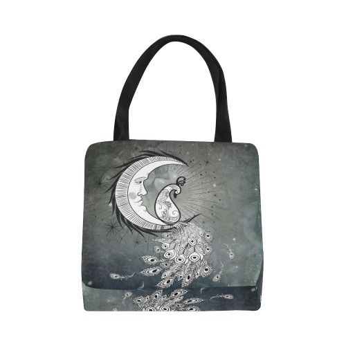 Wonderful peacock on the moon Canvas Tote Bag (Model 1657)