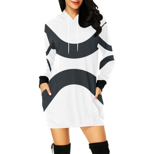 X WHITE HOODIE MINI DRESS All Over Print Hoodie Mini Dress (Model H27)
