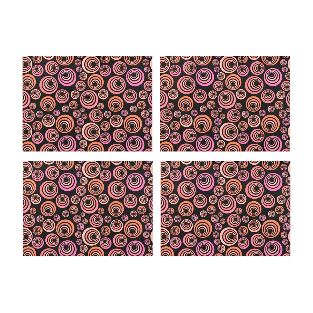 Retro Psychedelic Pretty Orange Pattern Placemat 14’’ x 19’’ (Set of 4)