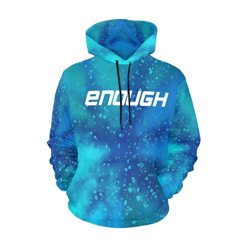 #Enough - abstract blue turquoise splash pattern All Over Print Hoodie for Men (USA Size) (Model H13)