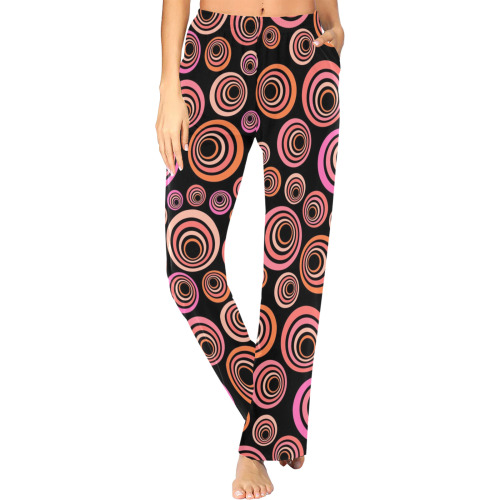 Retro Psychedelic Pretty Orange Pattern Women's Pajama Trousers