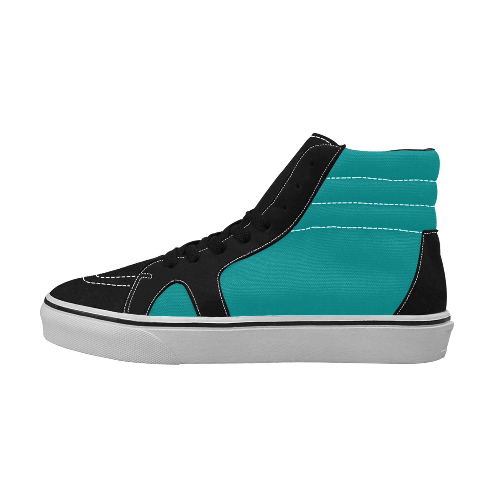 color dark cyan Women's High Top Skateboarding Shoes (Model E001-1)