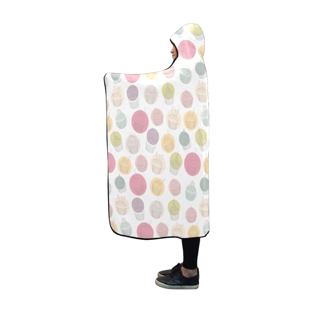 Colorful Cupcakes Hooded Blanket 60''x50''