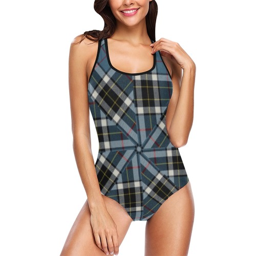 Thompson Blue Tartan Vest One Piece Swimsuit (Model S04)