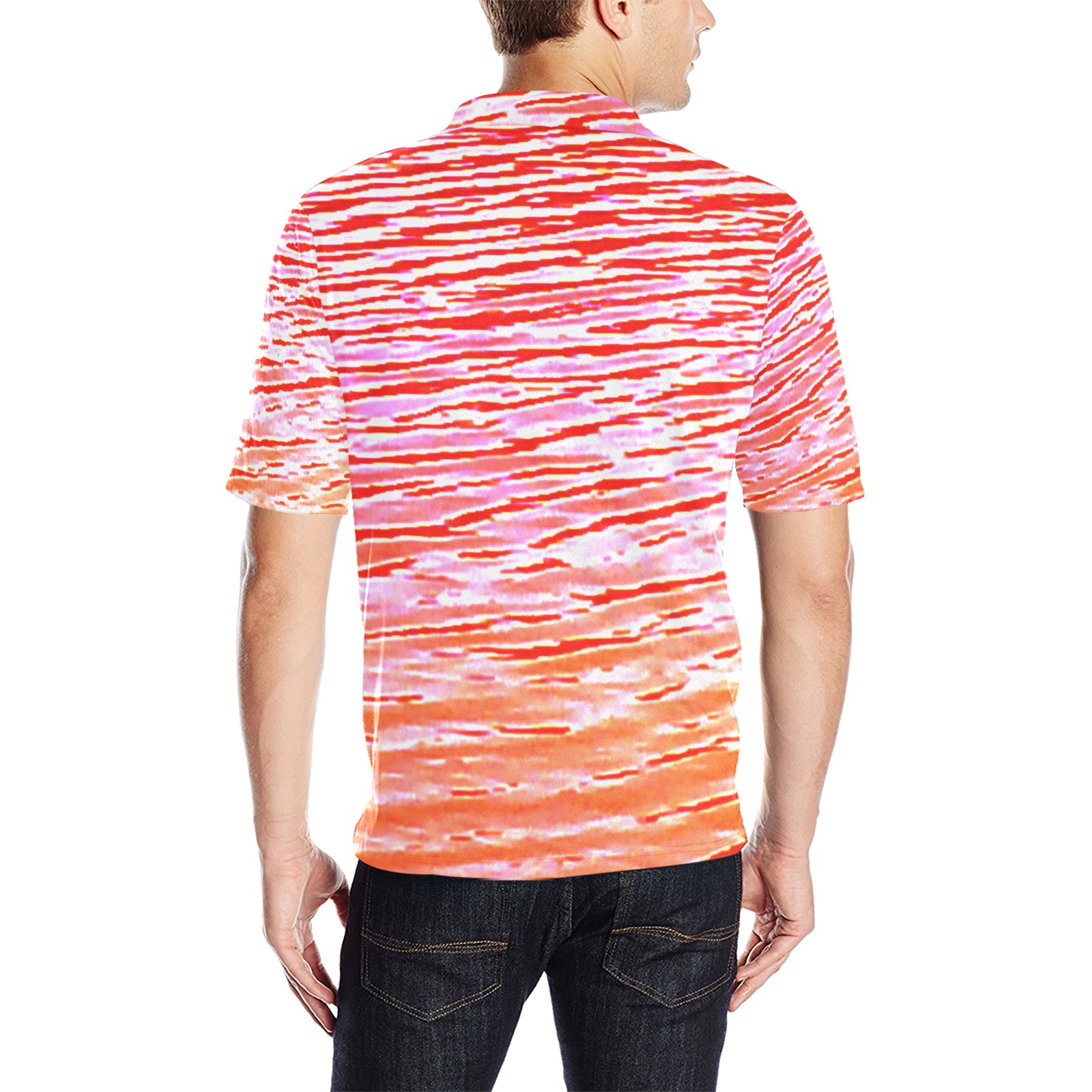 Orange and red water Men's All Over Print Polo Shirt (Model T55)