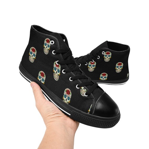 Sugar Skull Women's Classic High Top Canvas Shoes (Model 017)