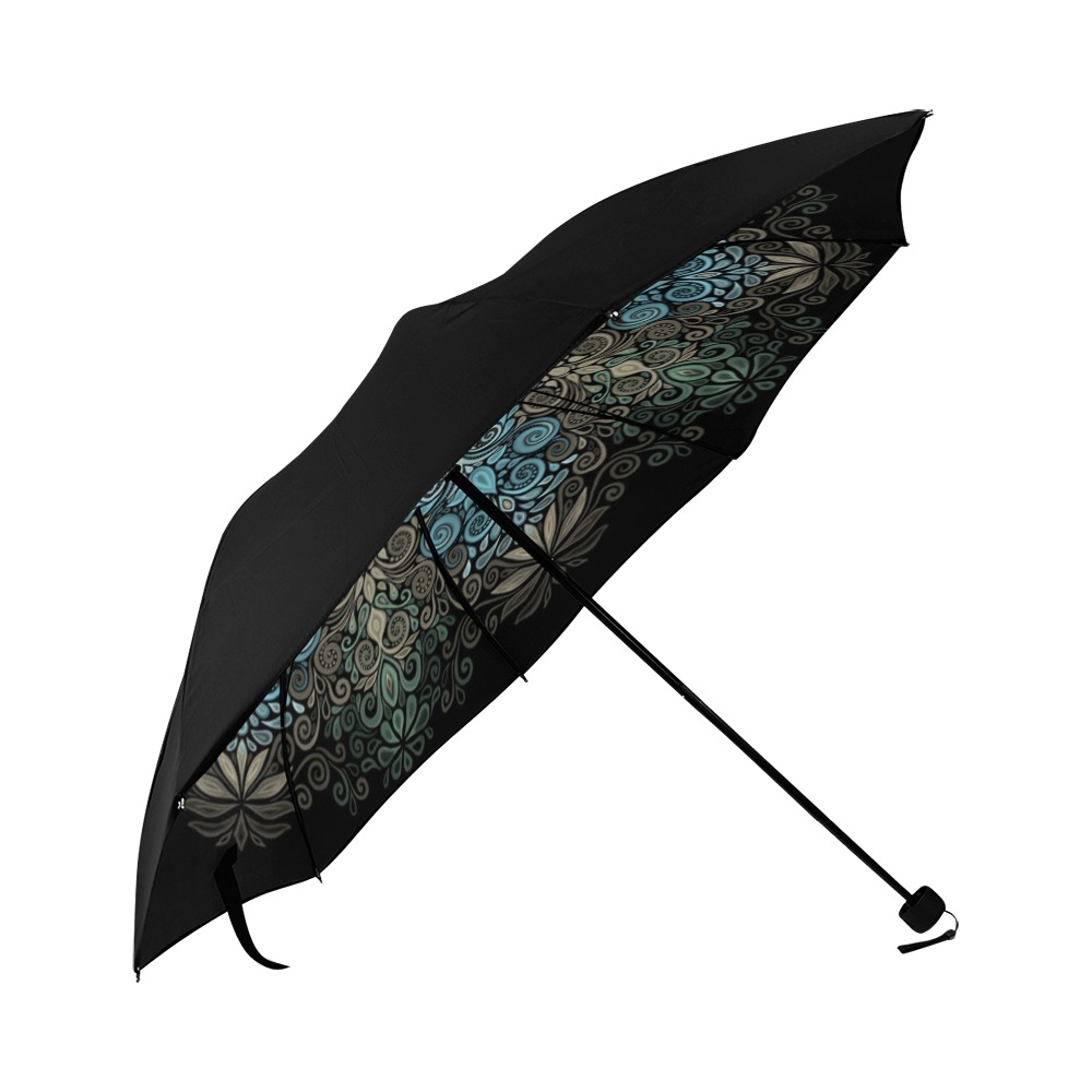 Baroque Garden Watercolor Turquoise Mandala Anti-UV Foldable Umbrella (Underside Printing) (U07)