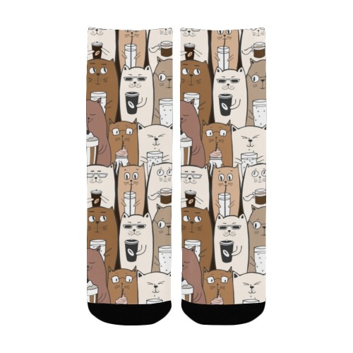 Cats and Coffee Kids' Custom Socks