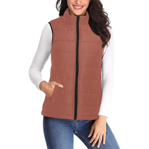 color chestnut Women's Padded Vest Jacket (Model H44)