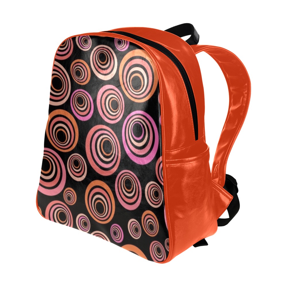 Retro Psychedelic Pretty All Orange Multi-Pockets Backpack (Model 1636)