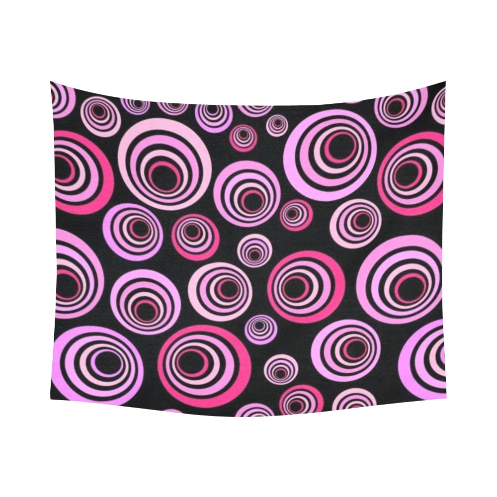 Retro Psychedelic Pretty Pink Pattern Cotton Linen Wall Tapestry 60"x 51"