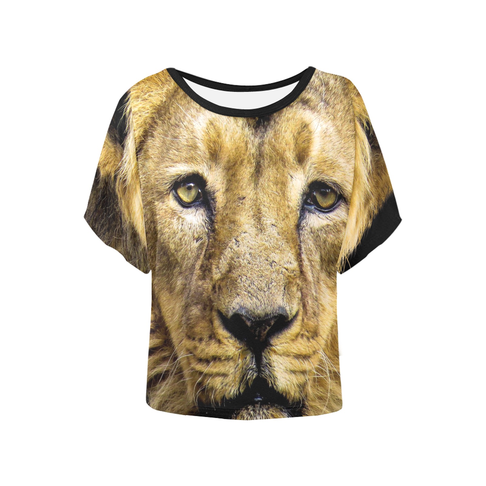 Face of Lion Women's Batwing-Sleeved Blouse T shirt (Model T44)