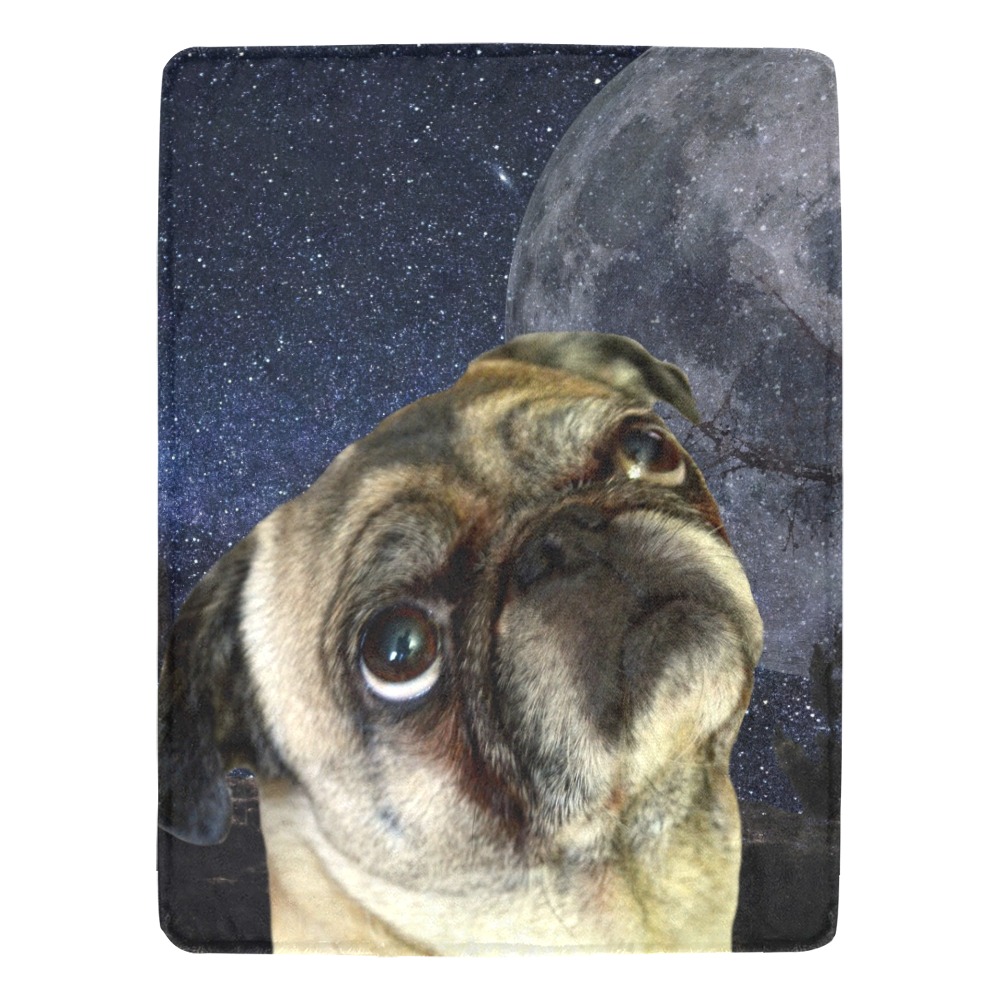 Dog Pug and Moon Ultra-Soft Micro Fleece Blanket 60"x80"