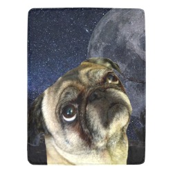 Dog Pug and Moon Ultra-Soft Micro Fleece Blanket 60"x80"