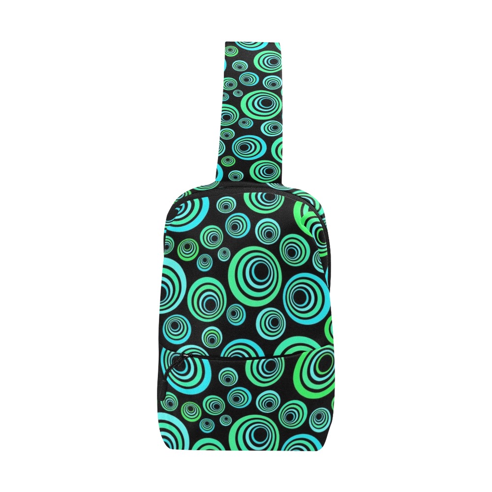 Retro Psychedelic Pretty Green Pattern Chest Bag (Model 1678)