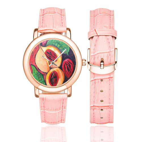 manusartgnd Women's Rose Gold Leather Strap Watch(Model 201)