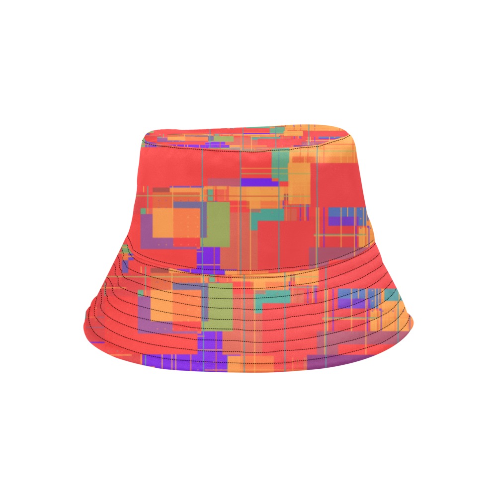 Random Shapes Abstract Pattern All Over Print Bucket Hat