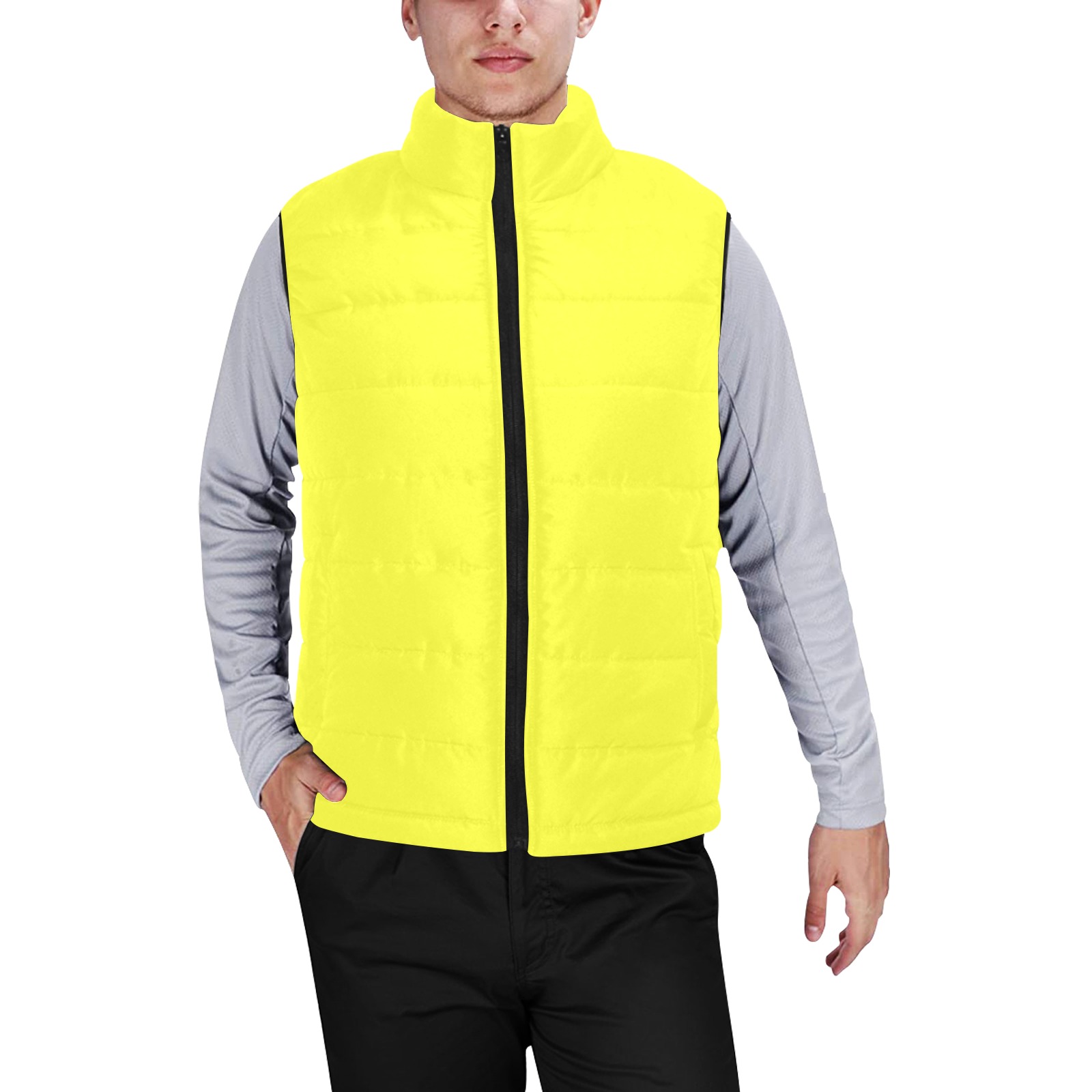 color maximum yellow Men's Padded Vest Jacket (Model H44)