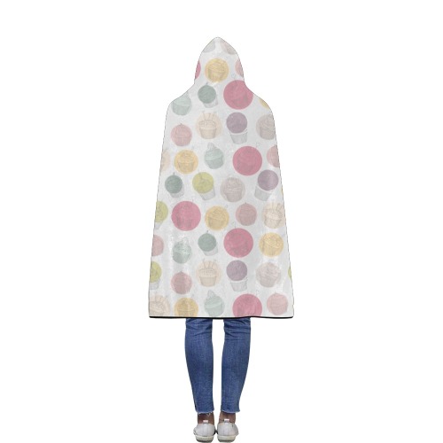 Colorful Cupcakes Flannel Hooded Blanket 50''x60''