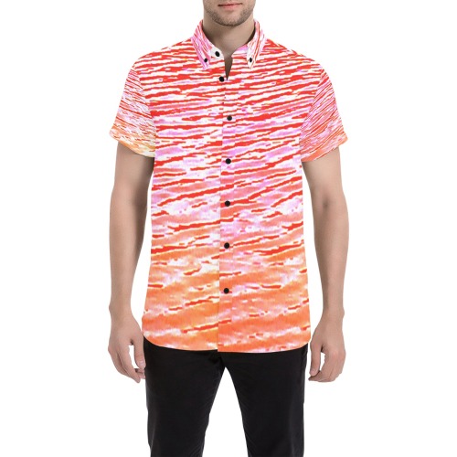 Orange and red water Men's All Over Print Short Sleeve Shirt (Model T53)