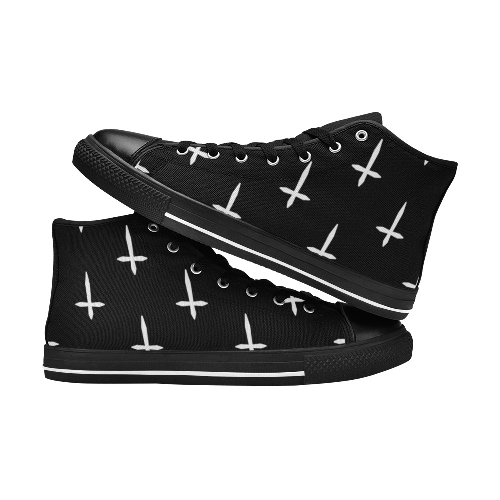 Inverted Cross Women's Classic High Top Canvas Shoes (Model 017)