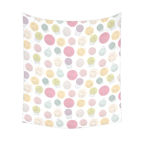 Colorful Cupcakes Cotton Linen Wall Tapestry 51"x 60"