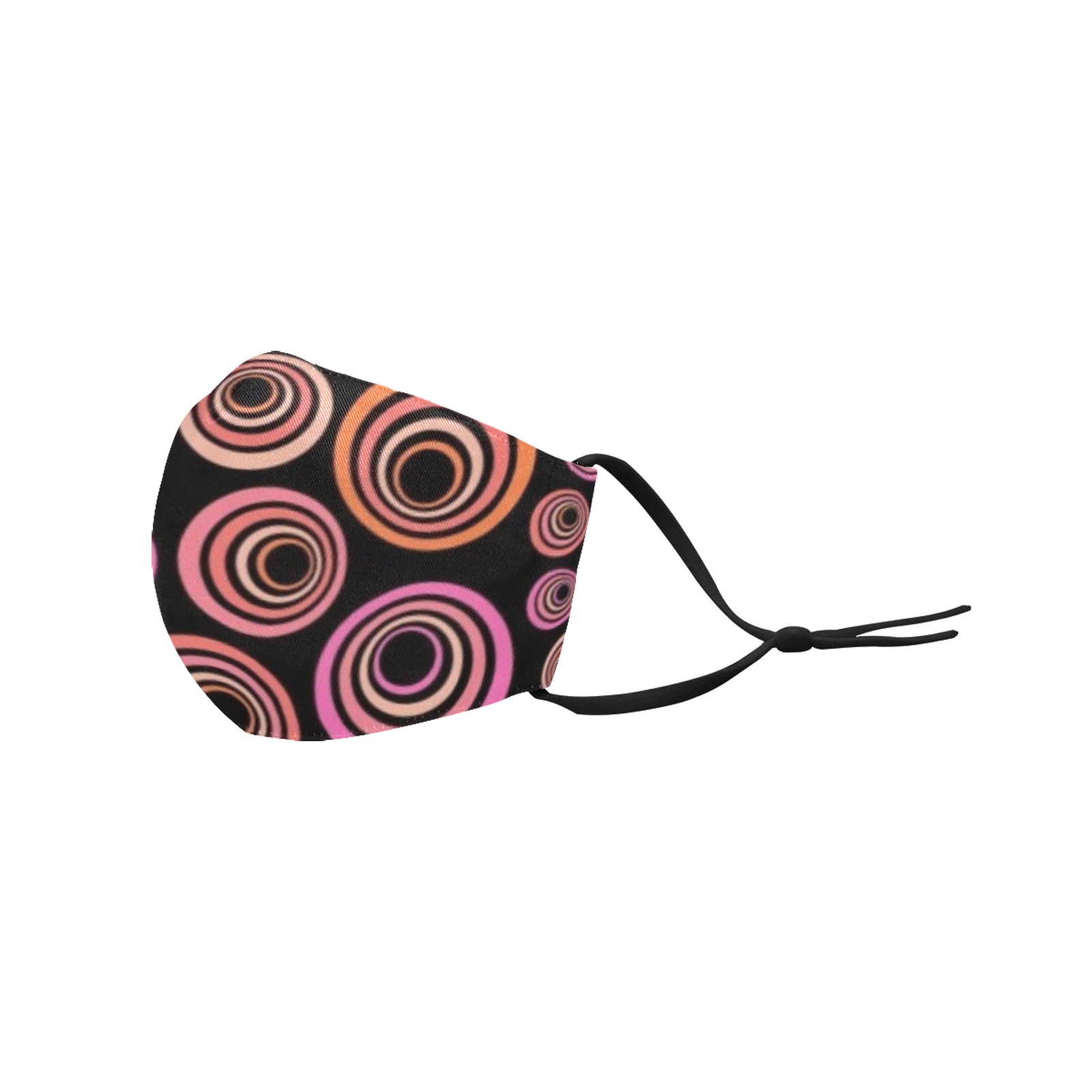 Retro Psychedelic Pretty Orange Pattern 3D Mouth Mask with Drawstring (Pack of 100) (Model M04)
