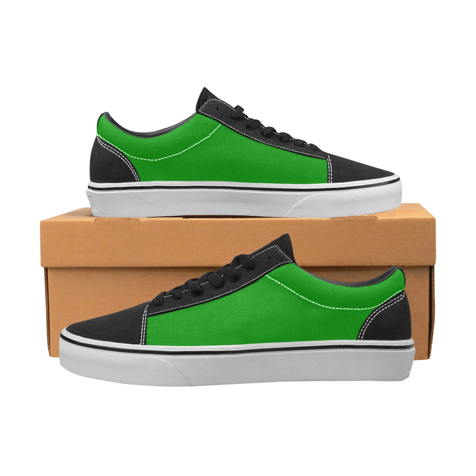 color green Men's Low Top Skateboarding Shoes (Model E001-2)