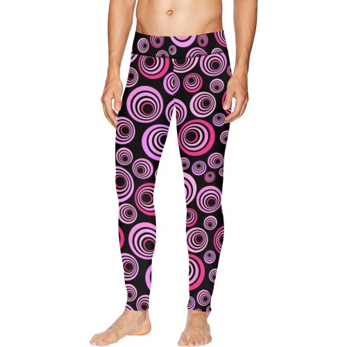 Retro Psychedelic Pretty Pink Pattern Men's All Over Print Leggings (Model L38)
