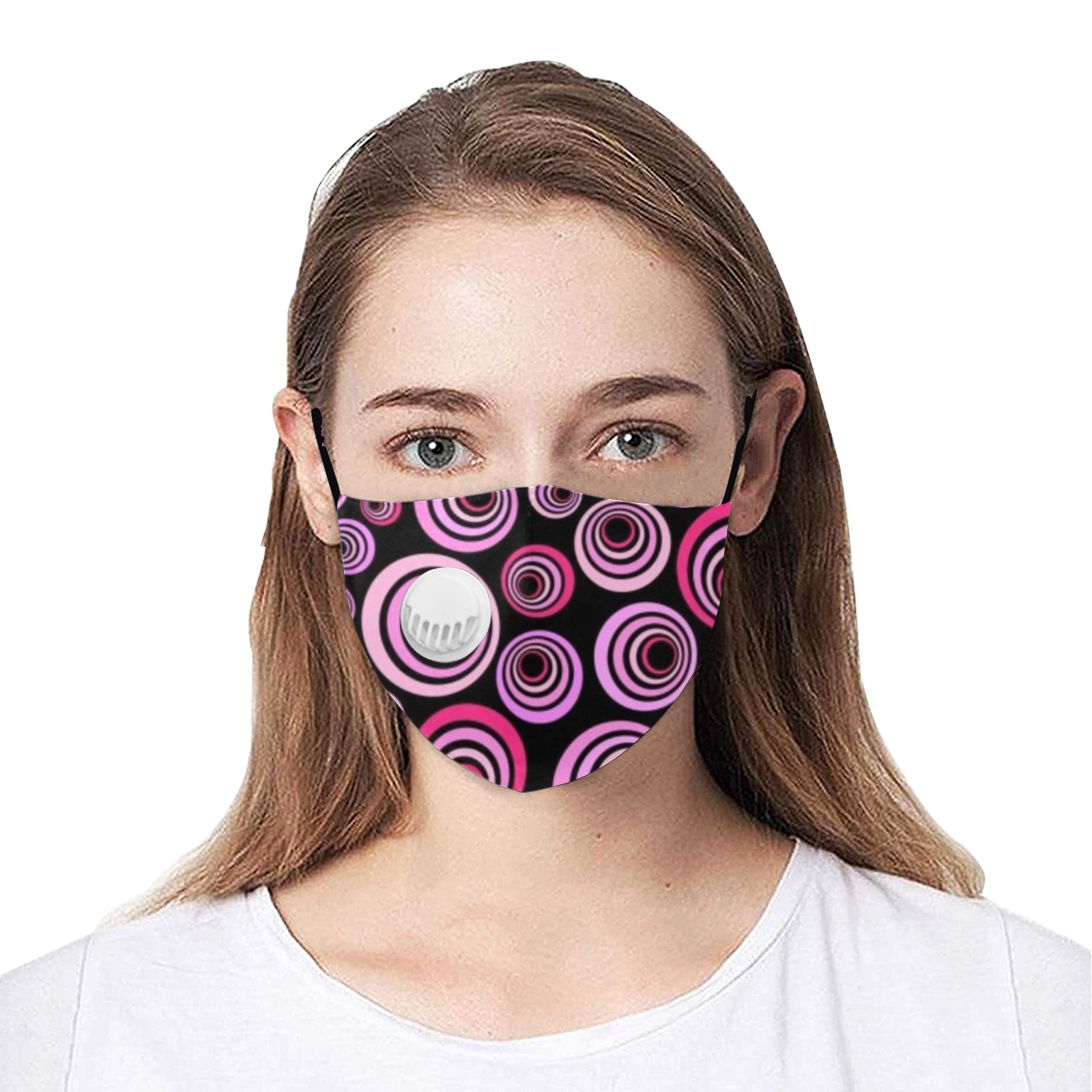 Retro Psychedelic Pretty Pink Pattern 3D Mouth Mask with Breathing Valve (Model M04)
