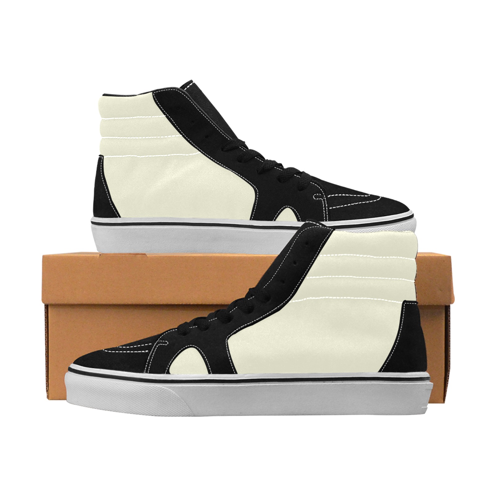 color beige Men's High Top Skateboarding Shoes (Model E001-1)