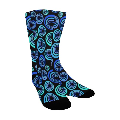 Retro Psychedelic Pretty Blue Pattern Women's Custom Socks