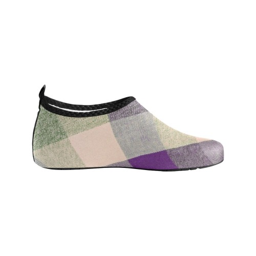 Pastel Plaid Purple Men's Slip-On Water Shoes (Model 056)