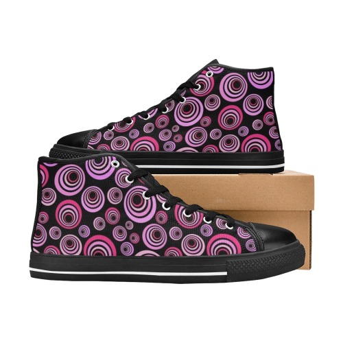 Retro Psychedelic Pretty Pink Pattern Women's Classic High Top Canvas Shoes (Model 017)