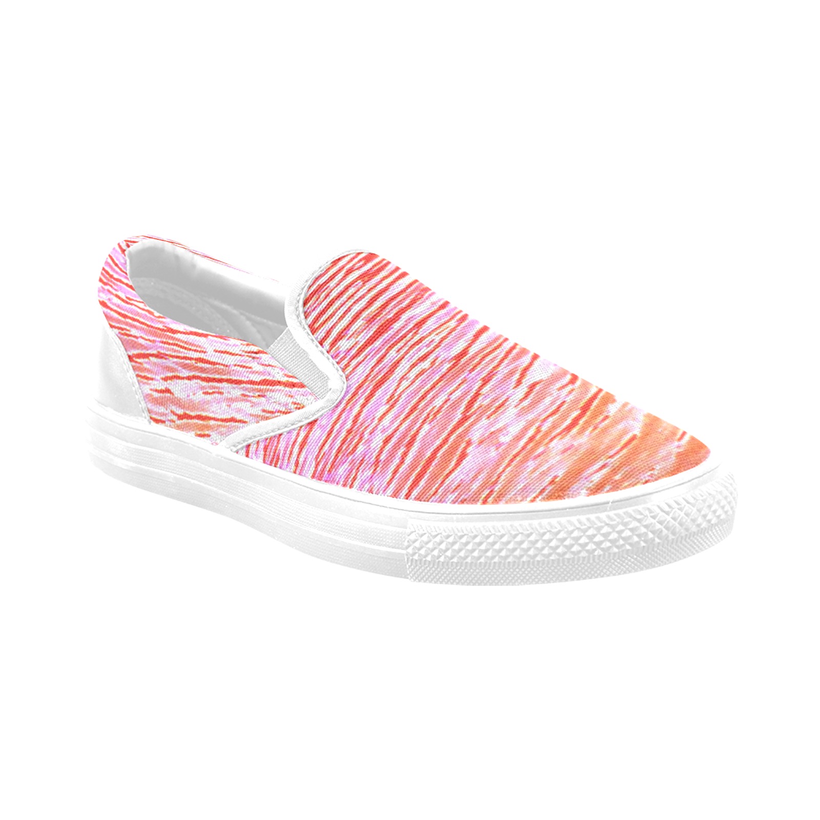 Orange and red water Women's Unusual Slip-on Canvas Shoes (Model 019)