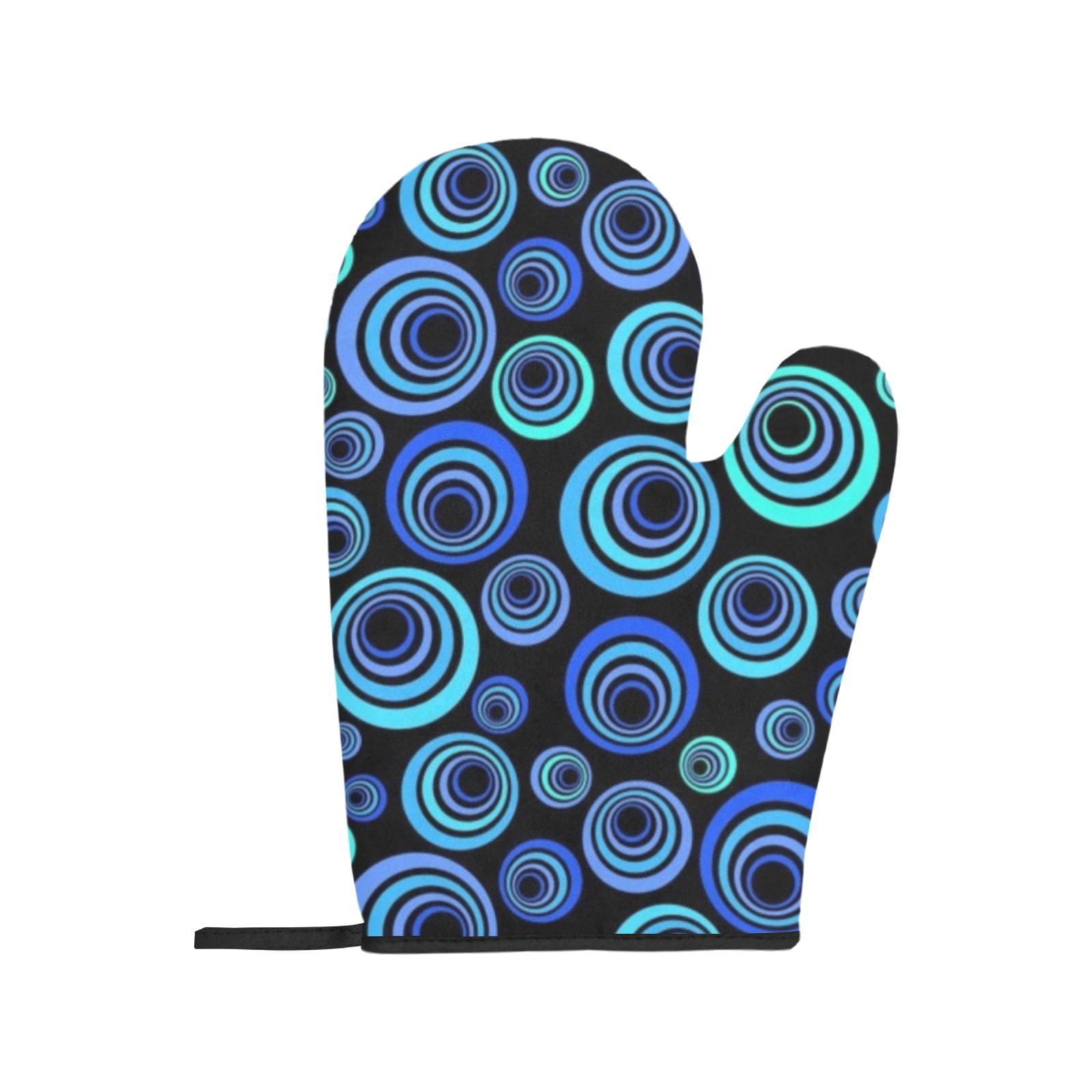 Retro Psychedelic Pretty Blue Pattern Oven Mitt (Two Pieces)