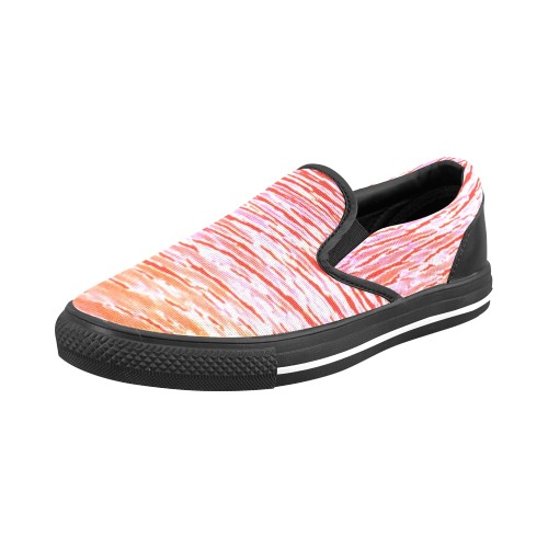 Orange and red water Women's Slip-on Canvas Shoes (Model 019)