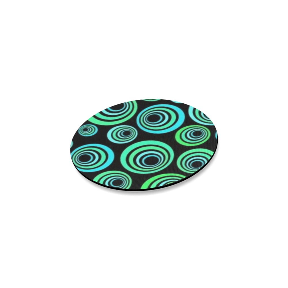 Retro Psychedelic Pretty Green Pattern Round Coaster