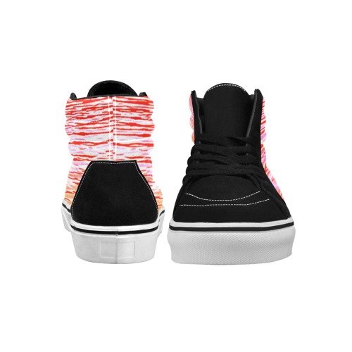 Orange and red water Women's High Top Skateboarding Shoes (Model E001-1)