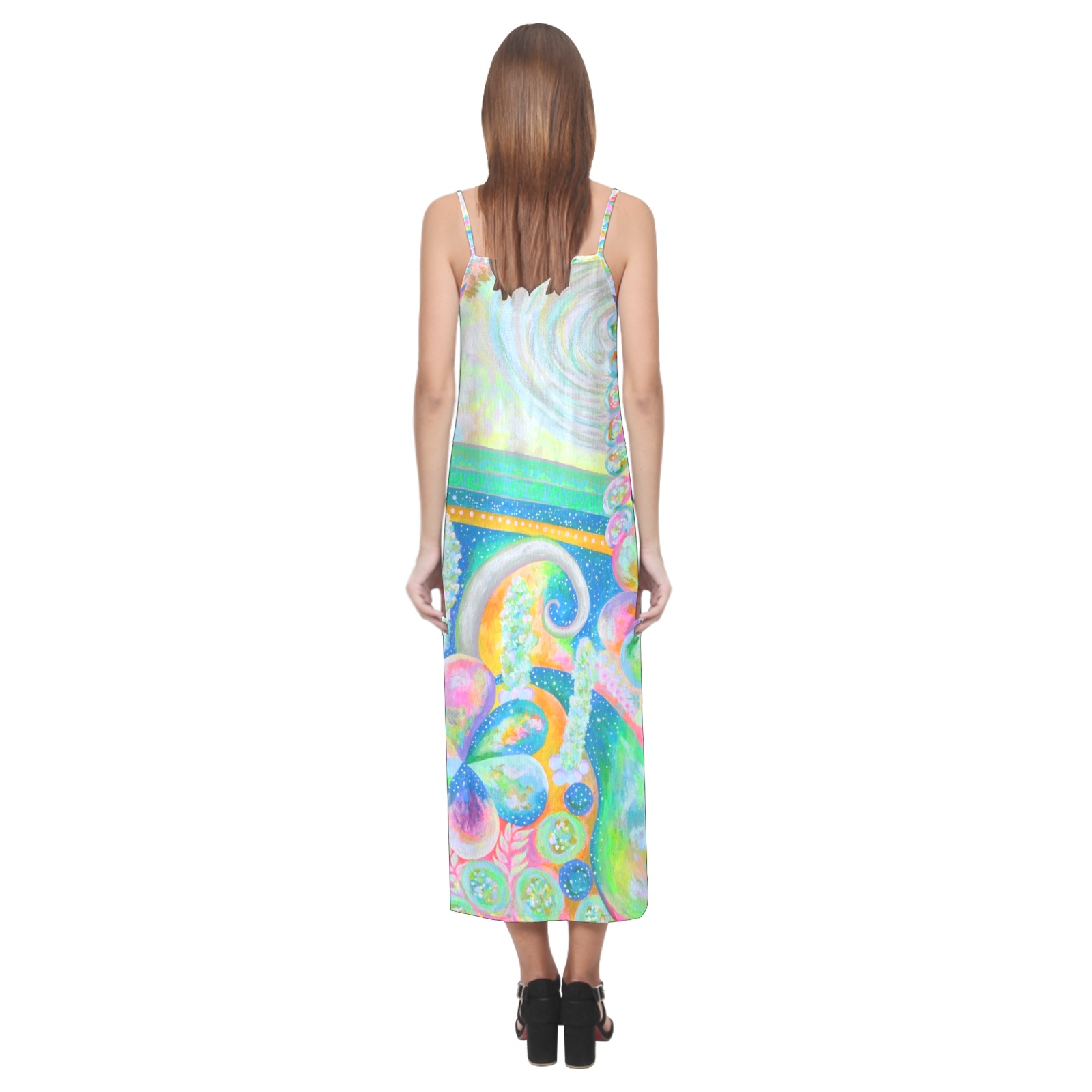 Pleiades Garden V-Neck Open Fork Long Dress(Model D18)