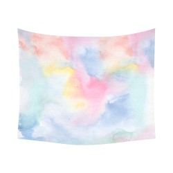 Colorful watercolor Cotton Linen Wall Tapestry 60"x 51"